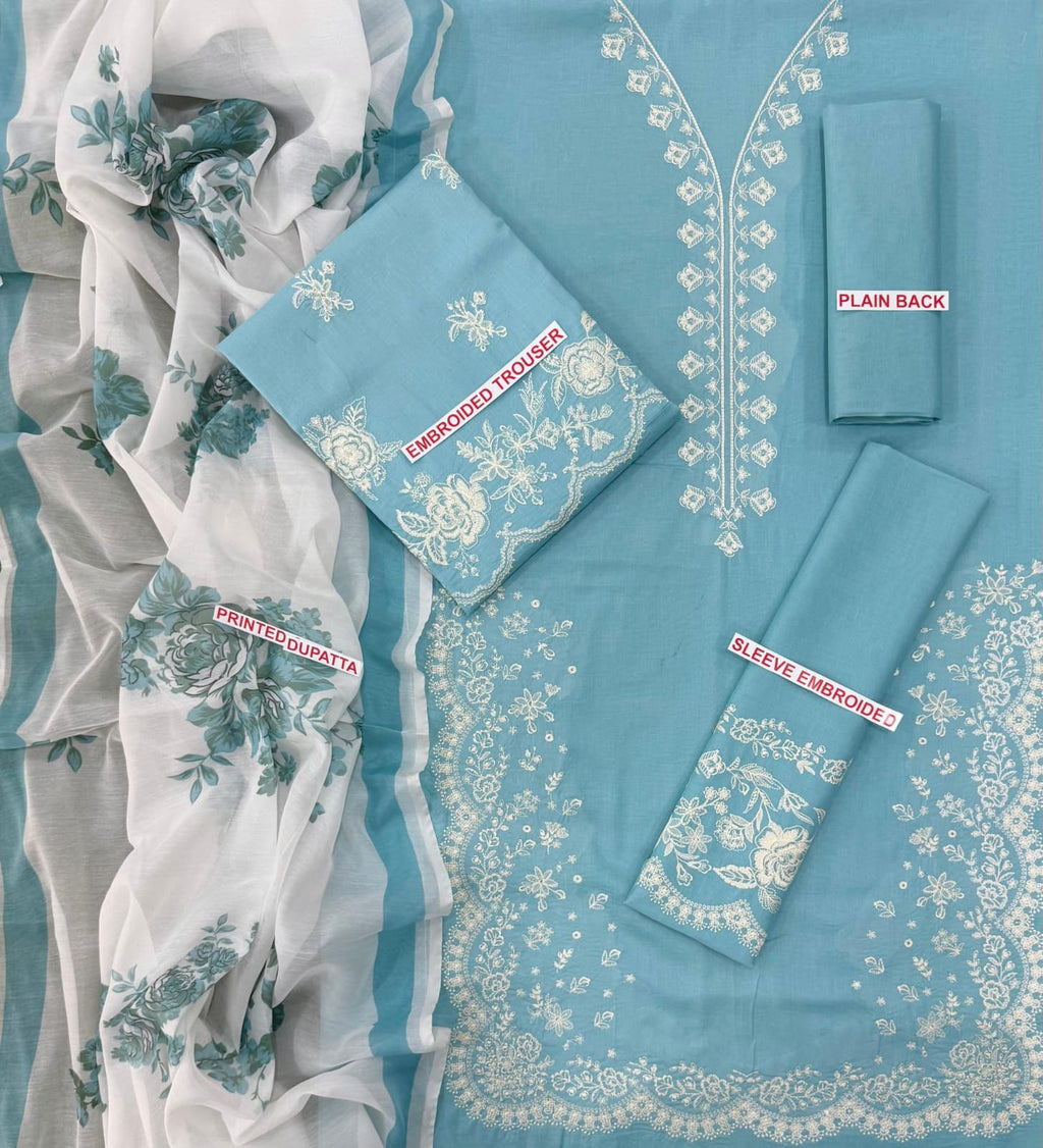 SKY BLUE COLOR EMB 3PC