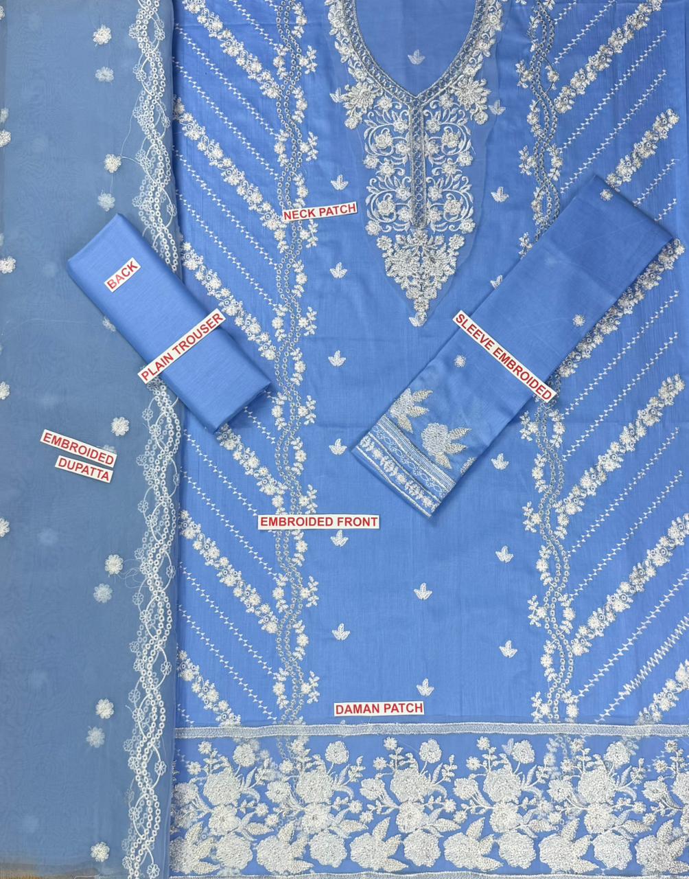 Azure Embroidery Lawn 3.PC