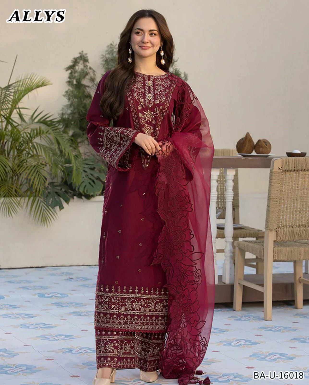 RED COLOR EMBROIDERY 3PC